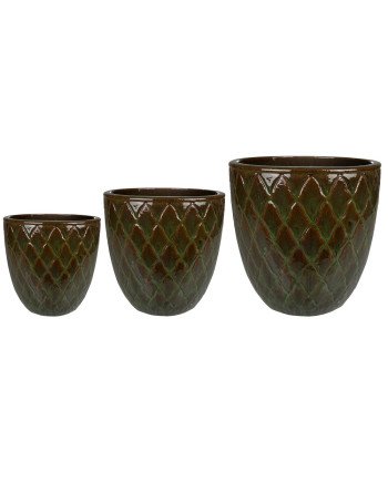 Keraminis vazonas LEON, apvalus, žalias, 36 x 36(A) cm