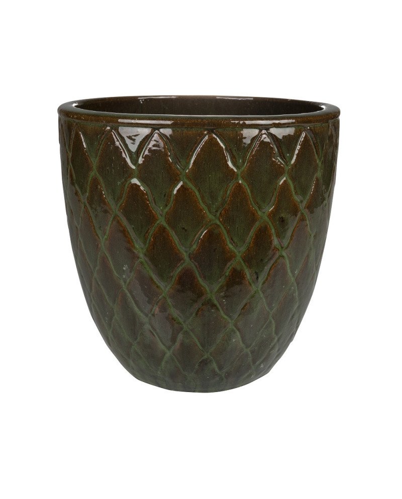 Keraminis vazonas LEON, apvalus, žalias, 36 x 36(A) cm