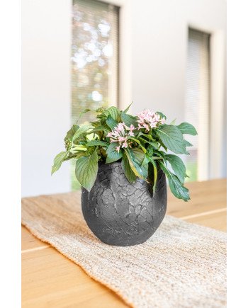 Keraminis vazonas EVI, apvalus, juodas, 15 x 13(A) cm