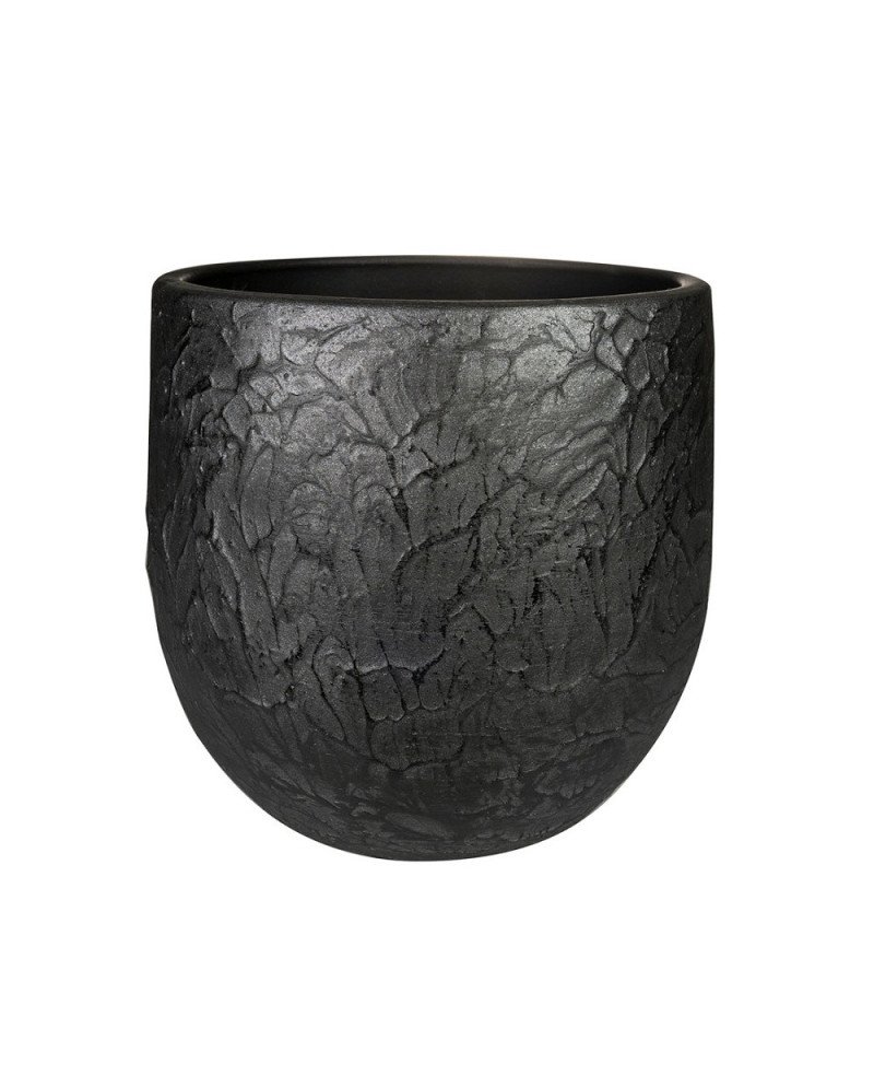 Keraminis vazonas EVI, apvalus, juodas, 18 x 16(A) cm