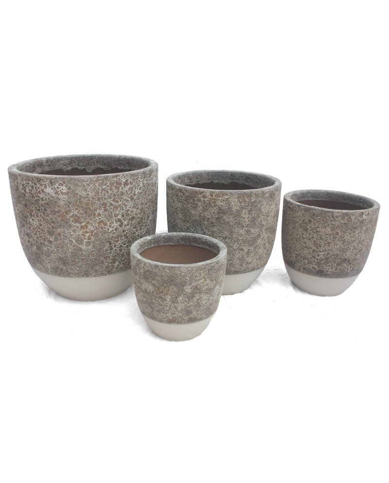 Keraminis vazonas LAMIA, apvalus, pilkas/baltas, 21 x 20(A) cm