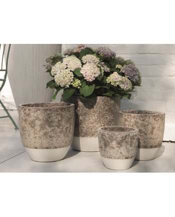 Keraminis vazonas LAMIA, apvalus, pilkas/baltas, 38 x 35(A) cm