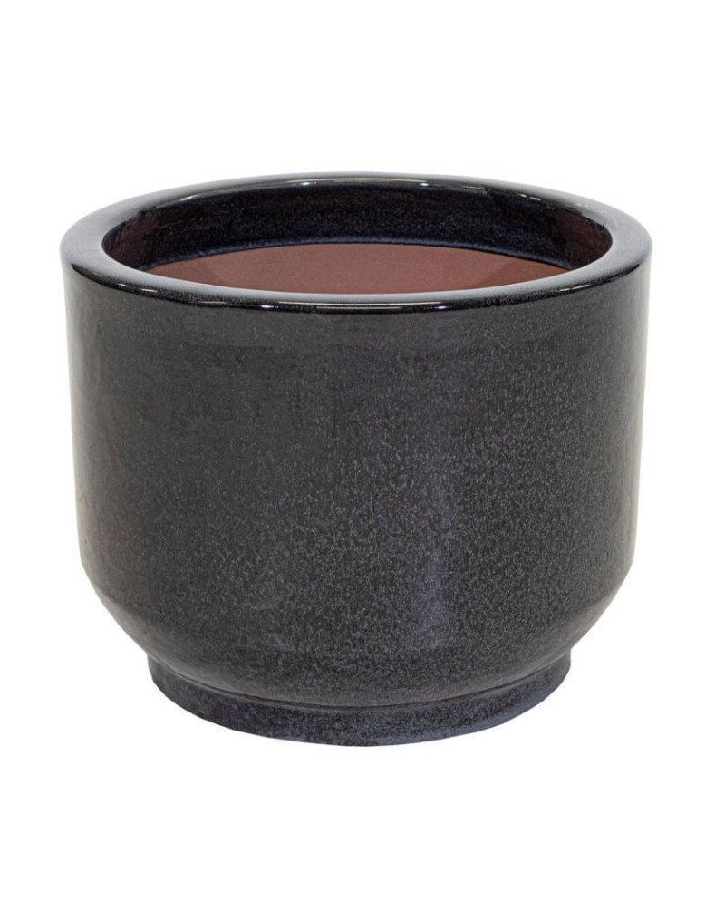 Keraminis vazonas Glazed, apvalus, juodas, 24 x 19(A) cm