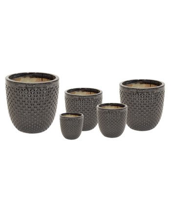 Keraminis vazonas Grace, apvalus, juodas, 38 x 40(A) cm