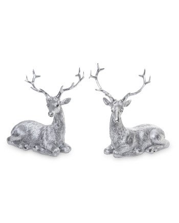 Figūrėlė Elnias, 2vnt kompl., plastikinė, sidabro spalvos, 9,5x4,5x11(A) cm | Rik-Pot.eu