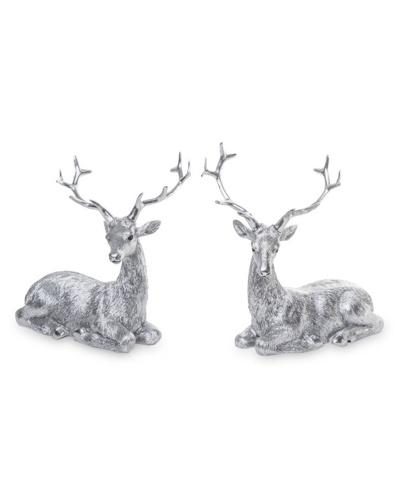 Figūrėlė Elnias, 2vnt kompl., plastikinė, sidabro spalvos, 9,5x4,5x11(A) cm | Rik-Pot.eu