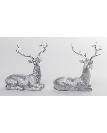 Figūrėlė Elnias, 2vnt kompl., plastikinė, sidabro spalvos, 9,5x4,5x11(A) cm | Rik-Pot.eu