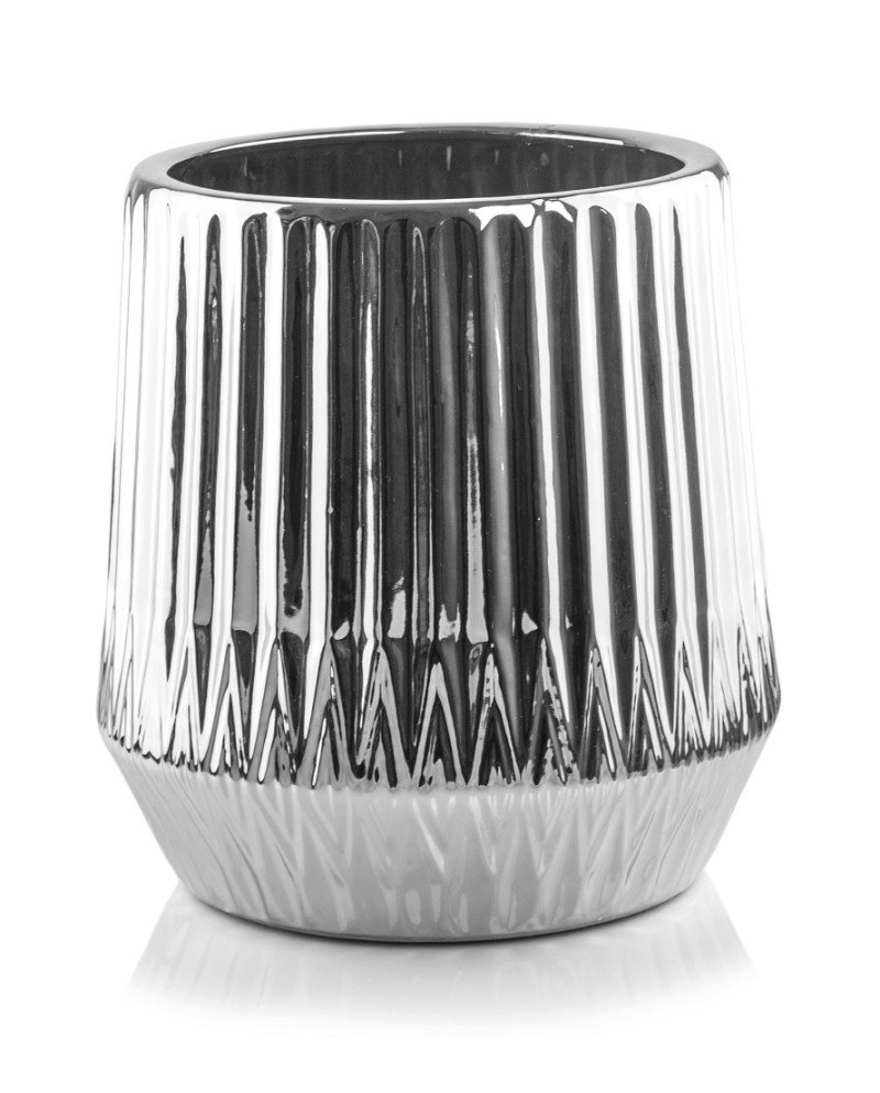 Keraminis vazonas MD MOON, apvalus, sidabrinis, 21 x 34(A) cm | Rik-Pot.eu
