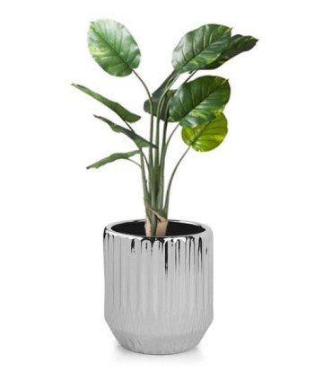 Keraminis vazonas MD MOON, apvalus, sidabrinis, 21 x 34(A) cm | Rik-Pot.eu