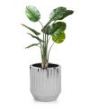 Keraminis vazonas MD MOON, apvalus, sidabrinis, 21 x 34(A) cm | Rik-Pot.eu
