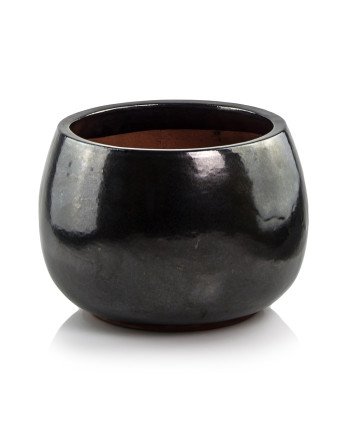 Keraminis vazonas GLAZED, apvalus, grafitinis, 47 x 31(A) cm | Rik-Pot.eu