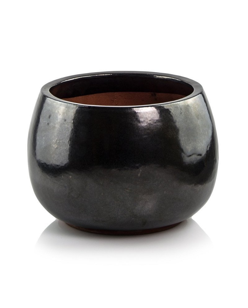 Keraminis vazonas GLAZED, apvalus, grafitinis, 47 x 31(A) cm | Rik-Pot.eu