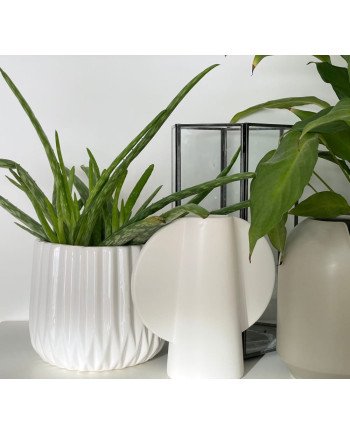 Keraminis vazonas BARCELONA, apvalus, baltas, 16 x 13(A) cm | Rik-Pot.eu