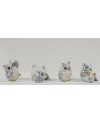 Figūrėlė Pelėda (4vnt kompl.), kreminė/sidabrinė, 7x5x7(A) cm | Rik-Pot.eu