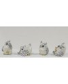 Figūrėlė Pelėda (4vnt kompl.), kreminė/sidabrinė, 7x5x7(A) cm | Rik-Pot.eu