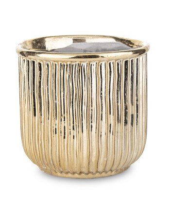 Keraminis vazonas, apvalus, auksinis, 13,5 x 12,5(A) cm | Rik-Pot.eu