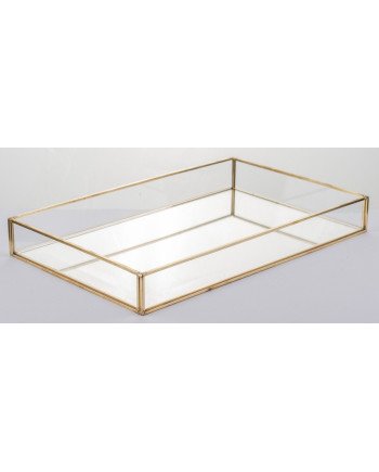 Padėklas metalas/stiklas, stačiakampis, auksinis, 29x18,5x4(A) cm | Rik-Pot.eu
