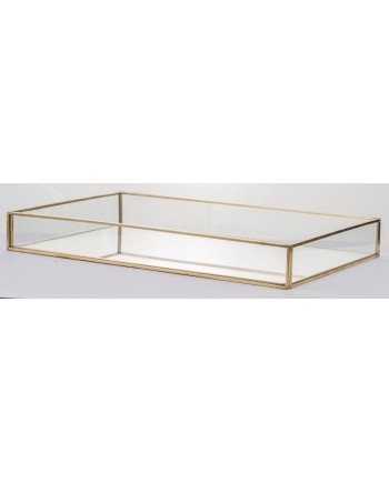 Padėklas metalas/stiklas, stačiakampis, auksinis, 29x18,5x4(A) cm | Rik-Pot.eu
