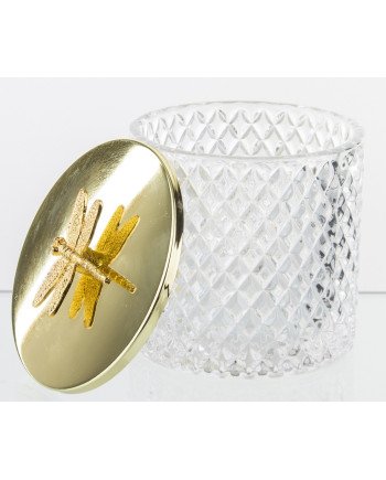 Stiklinis indas, apvalus, permatomas/auksinis, 11 x 11(A) cm | Rik-Pot.eu