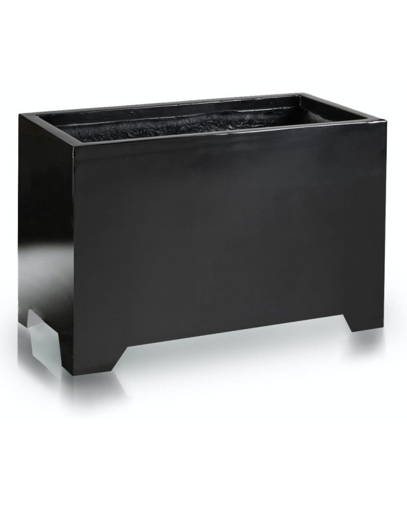 Stiklo pluošto vazonas FIBERGLASS, stačiakampis ant kojelių, juodas, 100x45 x 55(A) cm | Rik-Pot.eu