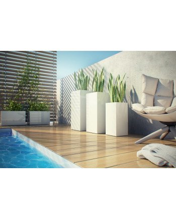 Stiklo pluošto vazonas FIBERGLASS, kvadratinis, baltas, 23 x 50(A) cm | Rik-Pot.eu