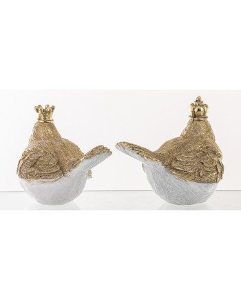 Figūrėlė Paukštis (2vnt kompl.), balta/auksinė, 15x8x11(A) cm | Rik-Pot.eu