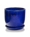 Keraminis vazonas GLAZED, apvalus, su lėkštele, mėlynas, 32 x 26(A) cm | Rik-Pot.eu