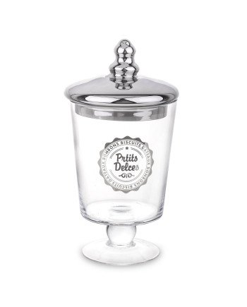 Stiklinis indas, apvalus, sidabrinis/permatomas, 12,5 x 25(A) cm | Rik-Pot.eu