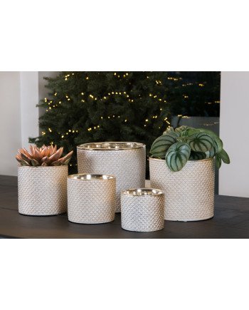 Keraminis vazonas GARRYA, apvalus, auksinis, 18,5 x 17(A) cm | Rik-Pot.eu