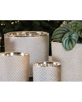 Keraminis vazonas GARRYA, apvalus, auksinis, 18,5 x 17(A) cm | Rik-Pot.eu