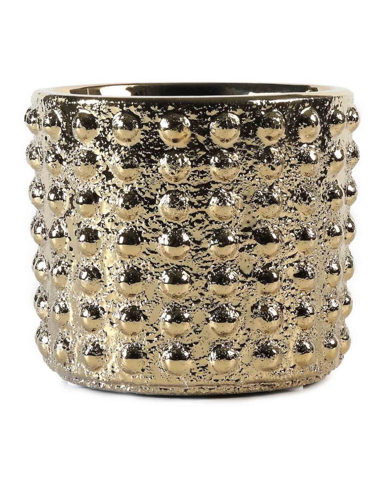 Keraminis vazonas LIS, apvalus, auksinis, 13 x 11(A) cm | Rik-Pot.eu