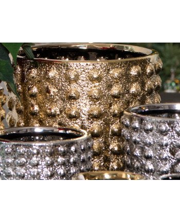 Keraminis vazonas LIS, apvalus, auksinis, 13 x 11(A) cm | Rik-Pot.eu