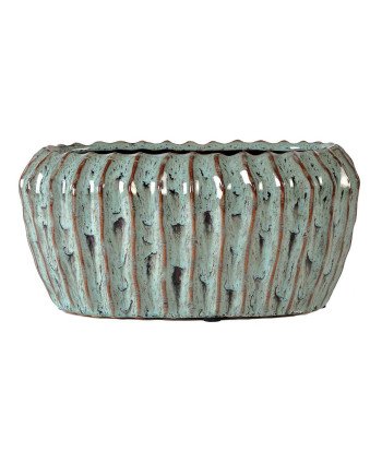 Keraminis vazonas NOLANA, ovalus, žalias, 25,5x15,5 x 12(A) cm | Rik-Pot.eu