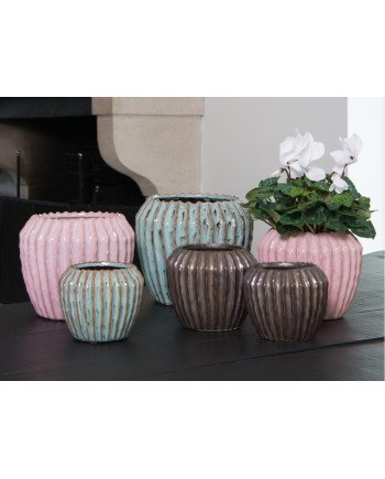 Keraminis vazonas NOLANA, apvalus, rožinis, 18,5 x 16(A) cm | Rik-Pot.eu