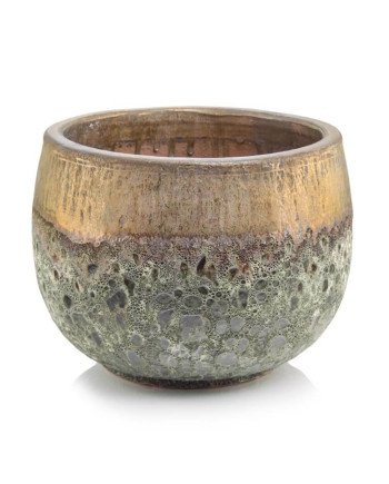 Keraminis vazonas ATLANTIS, apvalus, auksinis/žalias, 38 x 28(A) cm | Rik-Pot.eu