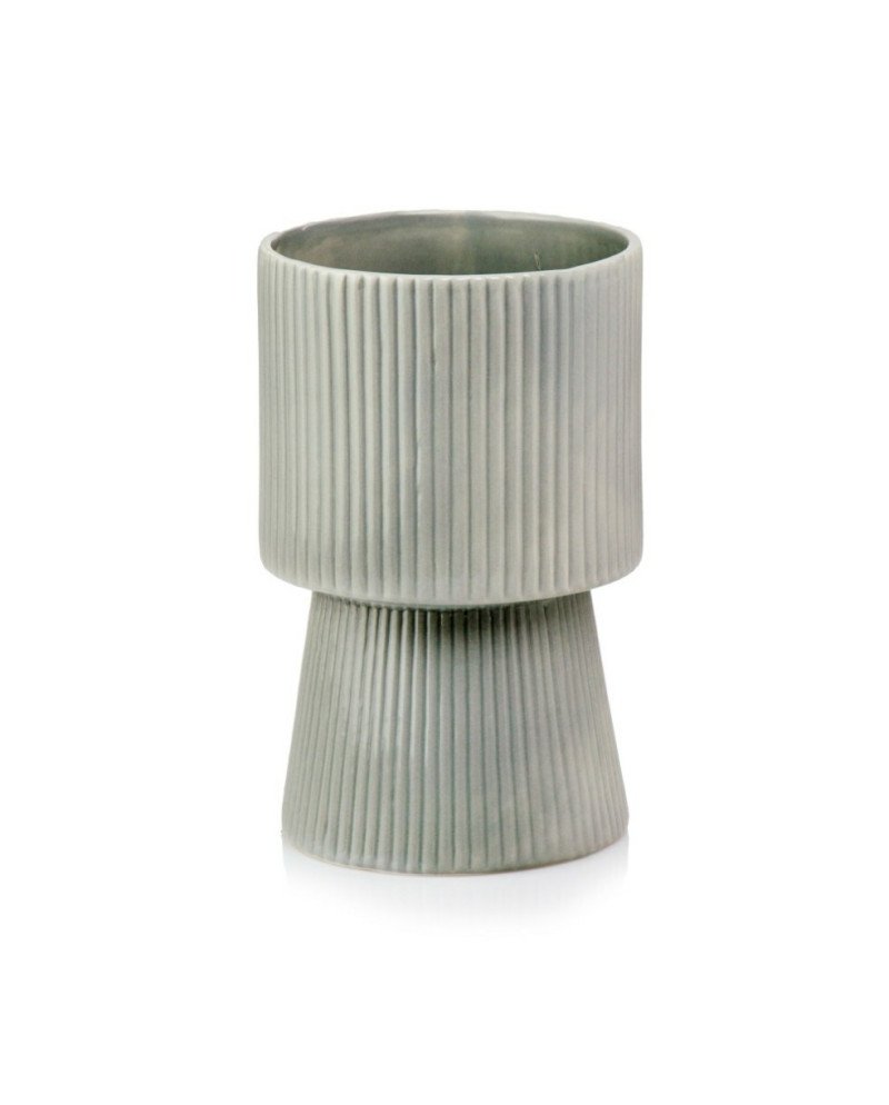 Keraminis vazonas BARCELONA, apvalus, pilkas, 14 x 22(A) cm | Rik-Pot.eu