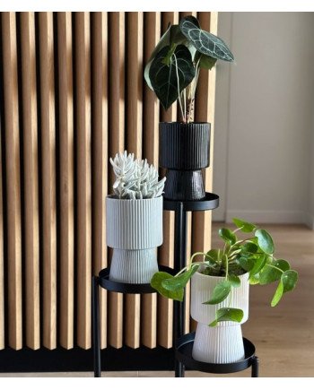 Keraminis vazonas BARCELONA, apvalus, pilkas, 14 x 22(A) cm | Rik-Pot.eu