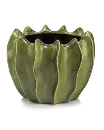 Keraminis vazonas LA QUEMADA, apvalus, žalias, 20 x 16(A) cm | Rik-Pot.eu
