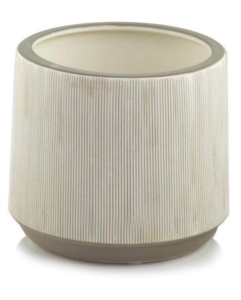 Keraminis vazonas LA QUEMADA, apvalus, baltas/pilkas, 15 x 14(A) cm | Rik-Pot.eu