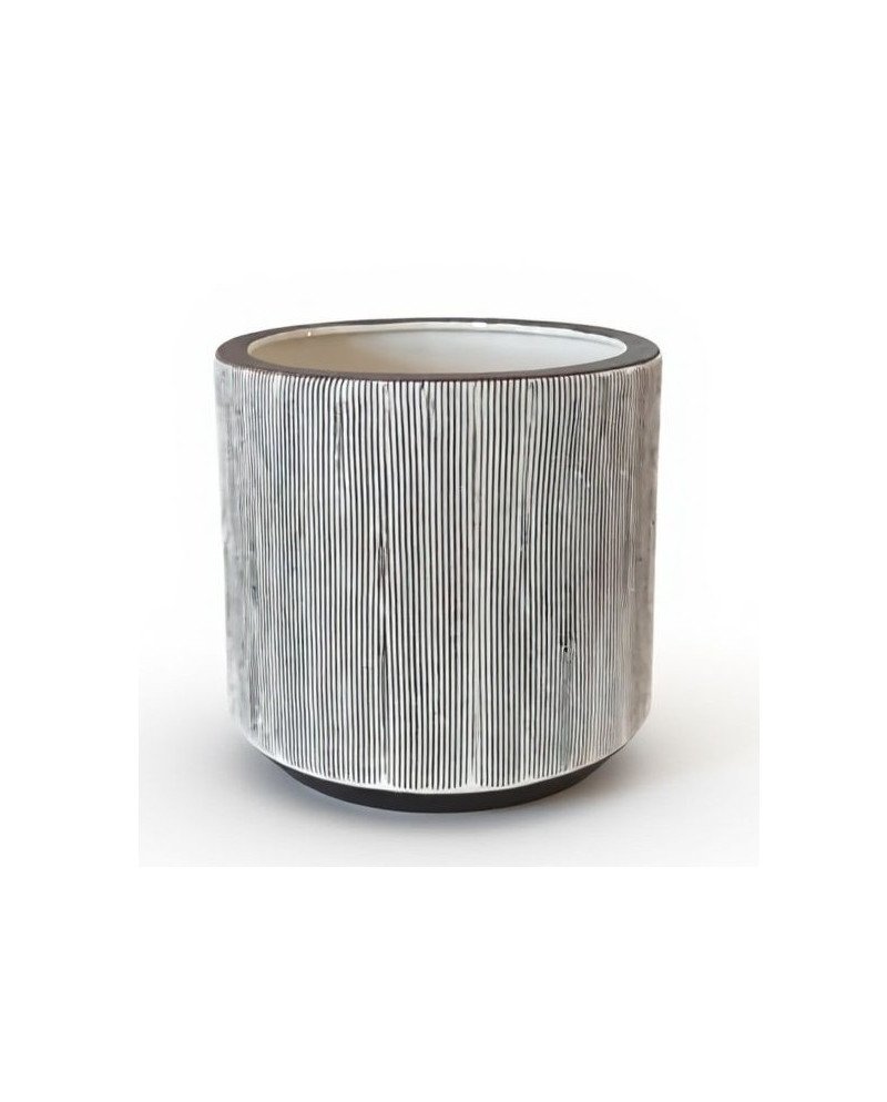 Keraminis vazonas LA QUEMADA, apvalus, baltas/pilkas, 18 x 16(A) cm | Rik-Pot.eu