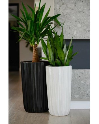 Keraminis vazonas MOOD, apvalus, baltas, 37 x 59(A) cm | Rik-Pot.eu