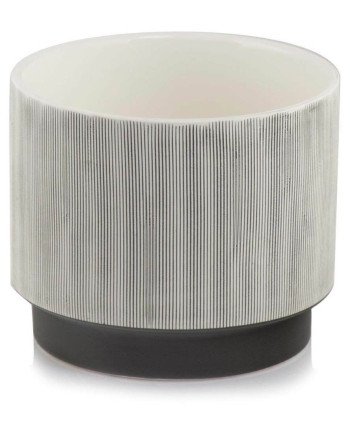 Keraminis vazonas LA QUEMADA, apvalus, baltas/juodas, 18 x 15(A) cm | Rik-Pot.eu