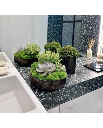 Keraminis vazonas VINTAGE, apvalus, pilkas, 22 x 7(A) cm | Rik-Pot.eu