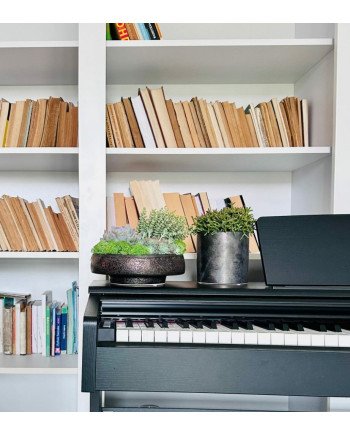 Keraminis vazonas VINTAGE, apvalus, pilkas, 22 x 7(A) cm | Rik-Pot.eu