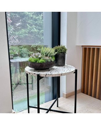 Keraminis vazonas VINTAGE, apvalus, pilkas, 22 x 7(A) cm | Rik-Pot.eu