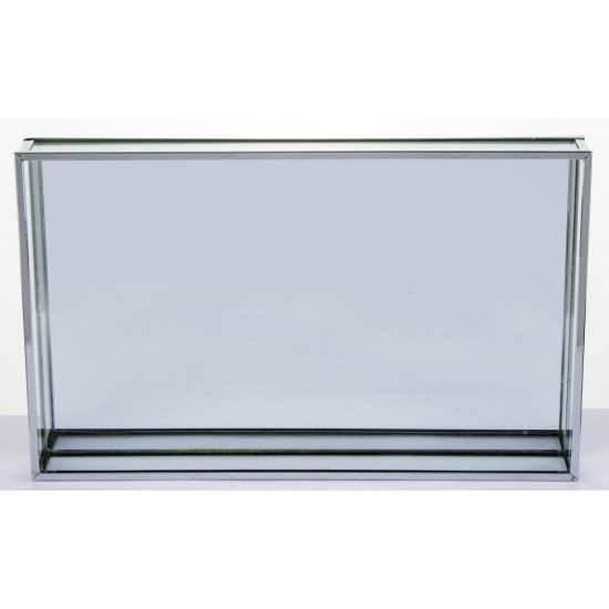 Padėklas metalas/stiklas, stačiakampis, sidabrinis, 29x18x3(A) cm