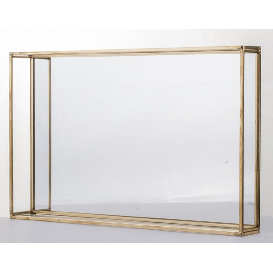 Padėklas metalas/stiklas, stačiakampis, auksinis, 29x18,5x4(A) cm
