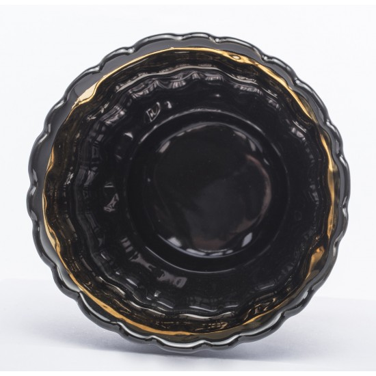 Keraminis vazonas, apvalus, juodas/auksinis, 13 x 14,5(A) cm