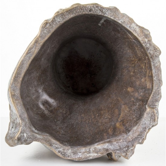 Keraminis vazonas, ovalus, pilkas/bronzinis, 20x18,5 x 19(A) cm