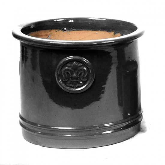 Keraminis vazonas Glazed, apvalus, juodas, 38 x 32(A) cm